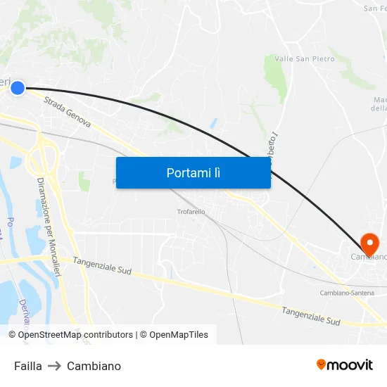 Failla to Cambiano map