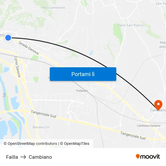 Failla to Cambiano map