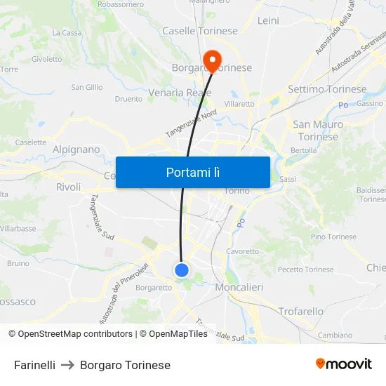Farinelli to Borgaro Torinese map