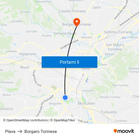 Plava to Borgaro Torinese map