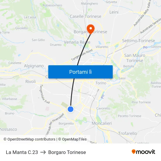La Manta C.23 to Borgaro Torinese map