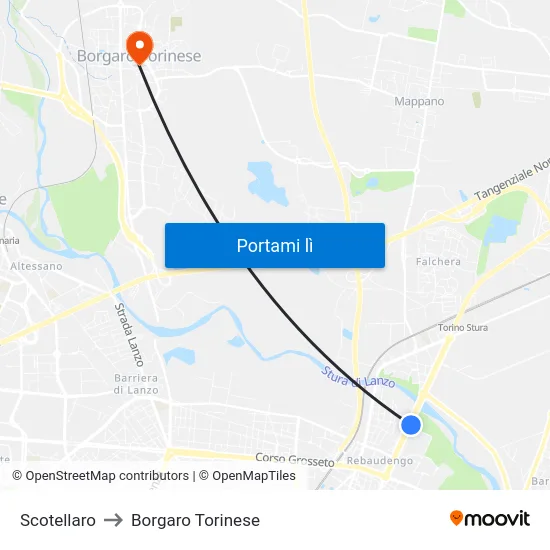 Scotellaro to Borgaro Torinese map