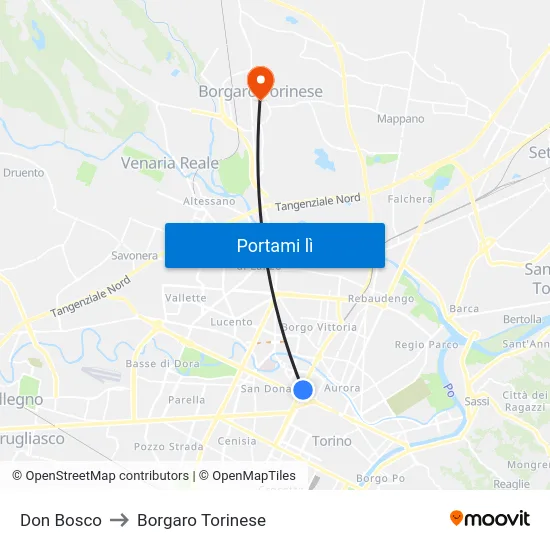 Don Bosco to Borgaro Torinese map