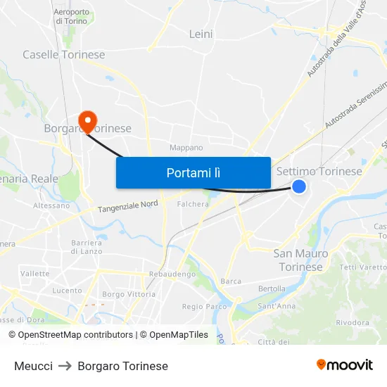 Meucci to Borgaro Torinese map