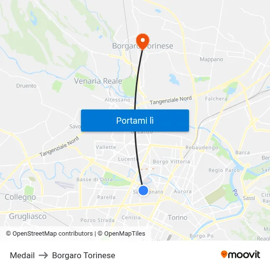 Medail to Borgaro Torinese map