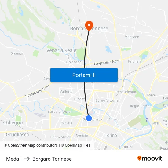 Medail to Borgaro Torinese map