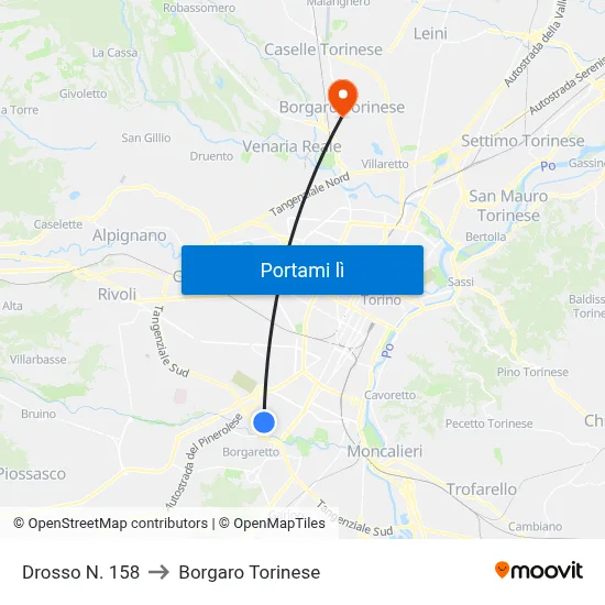 Drosso N. 158 to Borgaro Torinese map