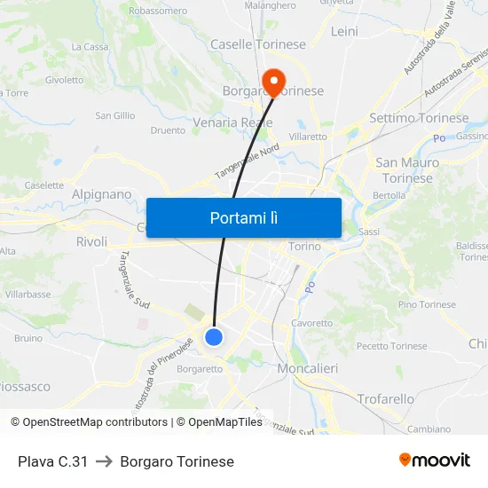 Plava C.31 to Borgaro Torinese map