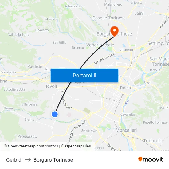 Gerbidi to Borgaro Torinese map
