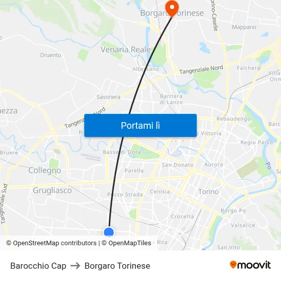 Barocchio Cap to Borgaro Torinese map