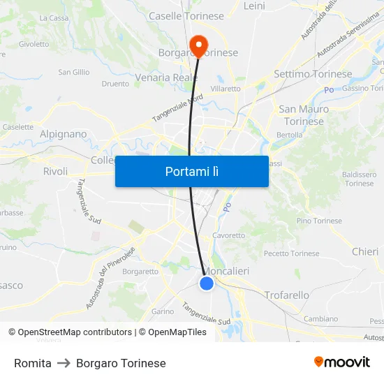 Romita to Borgaro Torinese map