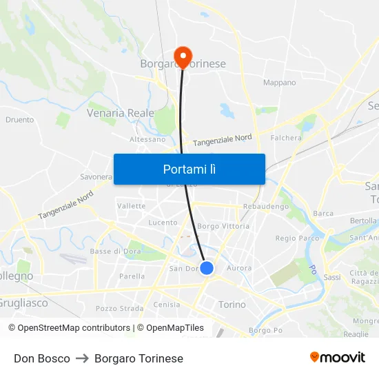 Don Bosco to Borgaro Torinese map