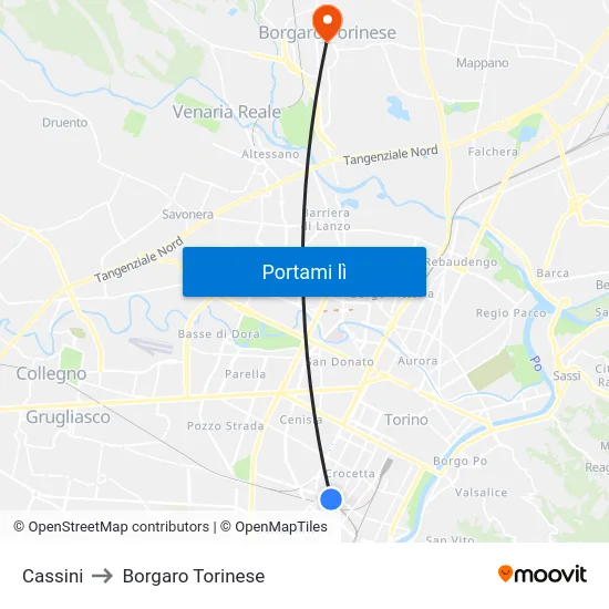 Cassini to Borgaro Torinese map