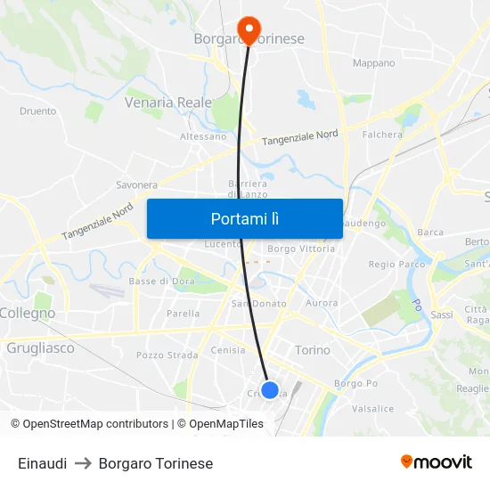 Einaudi to Borgaro Torinese map