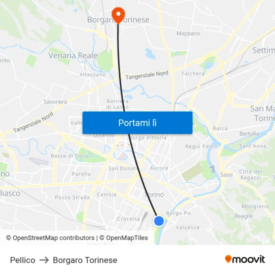 Pellico to Borgaro Torinese map