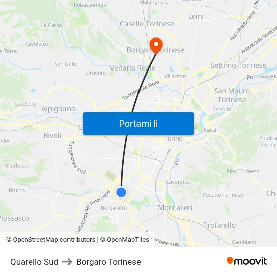 Quarello Sud to Borgaro Torinese map