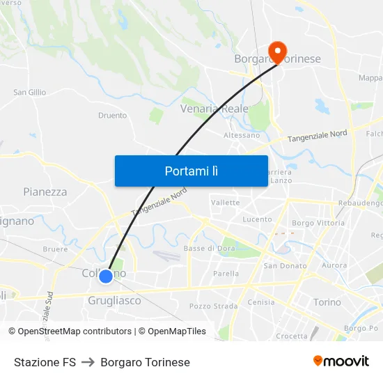 Stazione FS to Borgaro Torinese map