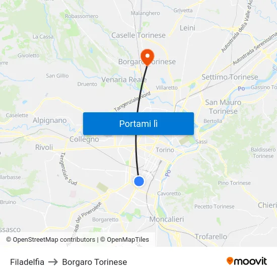 Filadelfia to Borgaro Torinese map