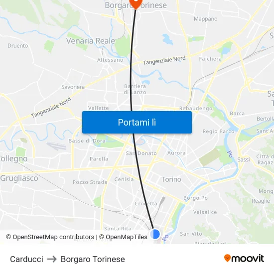 Carducci to Borgaro Torinese map