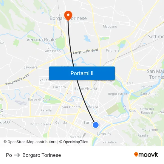 Po to Borgaro Torinese map