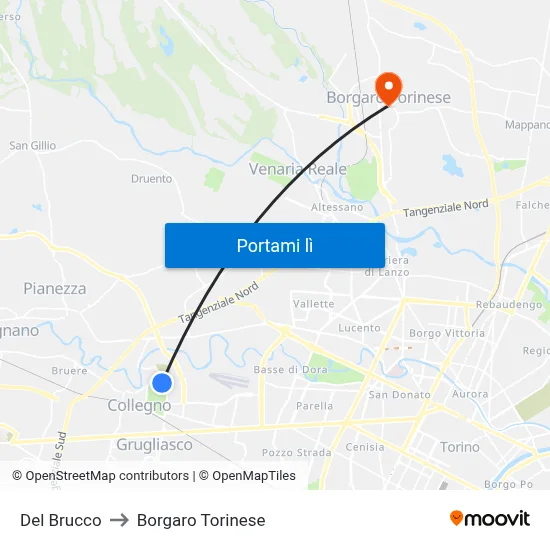 Del Brucco to Borgaro Torinese map