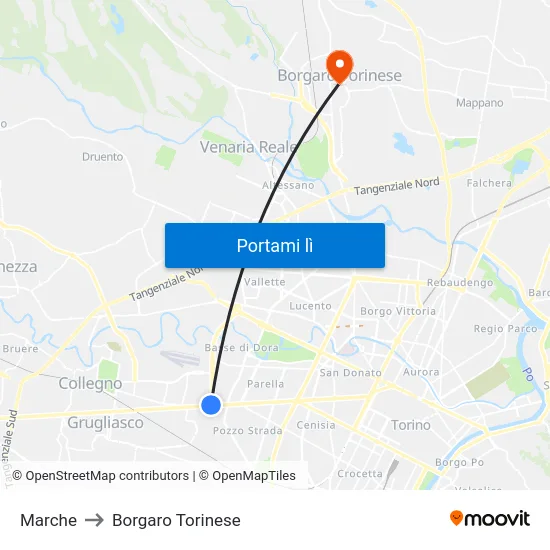 Marche to Borgaro Torinese map