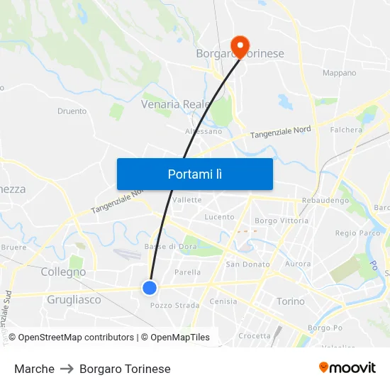 Marche to Borgaro Torinese map