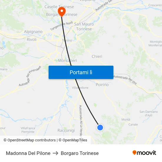 Madonna Del Pilone to Borgaro Torinese map