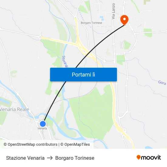 Stazione Venaria to Borgaro Torinese map