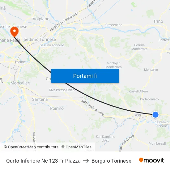 Qurto Inferiore Nc 123 Fr Piazza to Borgaro Torinese map