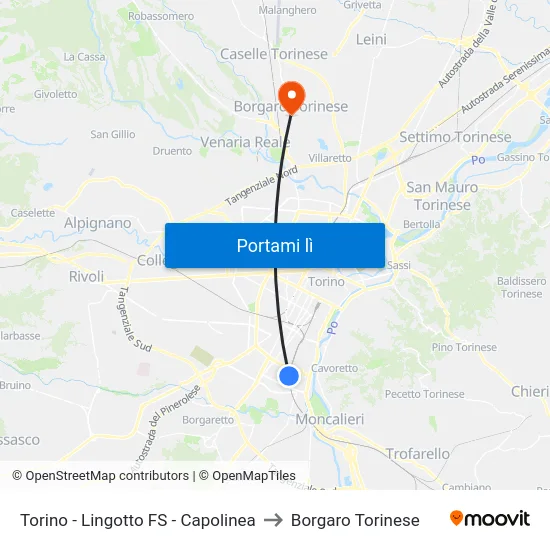 Torino - Lingotto FS - Capolinea to Borgaro Torinese map