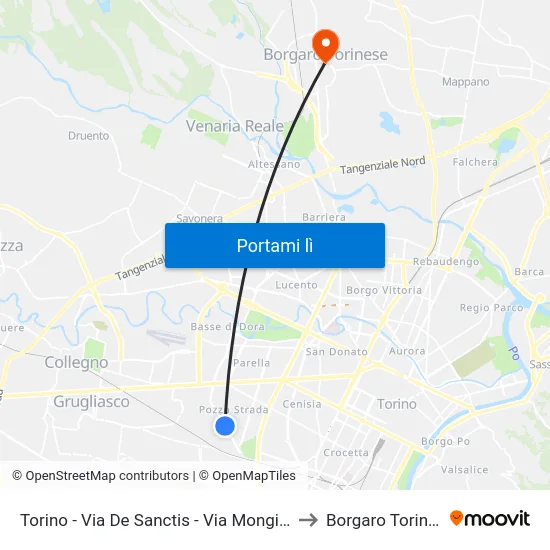 Torino - Via De Sanctis - Via Monginevro to Borgaro Torinese map