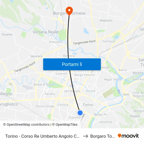 Torino - Corso Re Umberto Angolo Corso Stati Uniti to Borgaro Torinese map