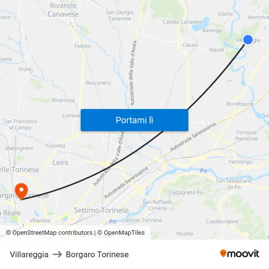 Villareggia to Borgaro Torinese map