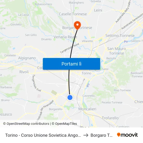 Torino - Corso Unione Sovietica Angolo Corso Traiano to Borgaro Torinese map