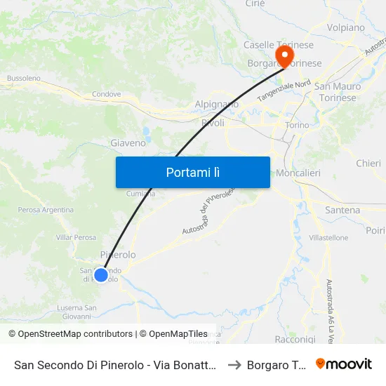 San Secondo Di Pinerolo - Via Bonatto  1 - Angolo Via Rol to Borgaro Torinese map