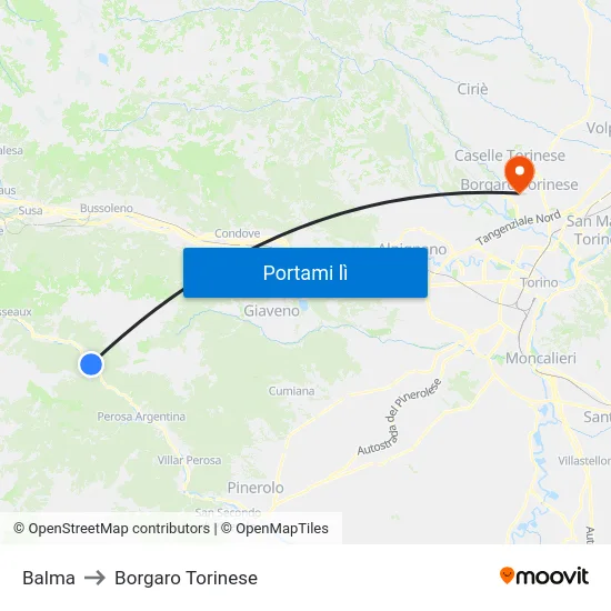 Balma to Borgaro Torinese map