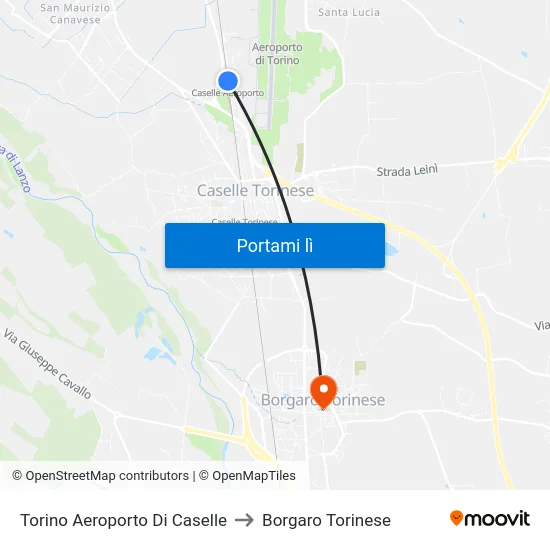 Torino Aeroporto Di Caselle to Borgaro Torinese map