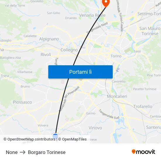 None to Borgaro Torinese map