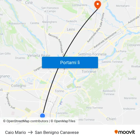 Caio Mario to San Benigno Canavese map