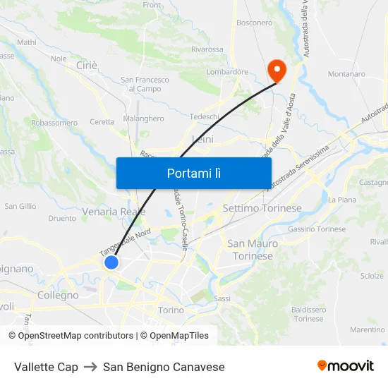 Vallette Cap to San Benigno Canavese map