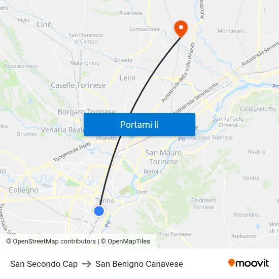 San Secondo Cap to San Benigno Canavese map