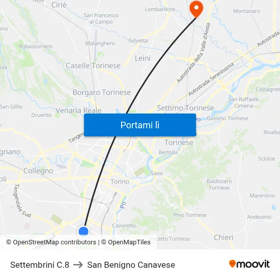 Settembrini C.8 to San Benigno Canavese map
