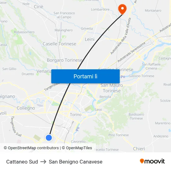 Cattaneo Sud to San Benigno Canavese map