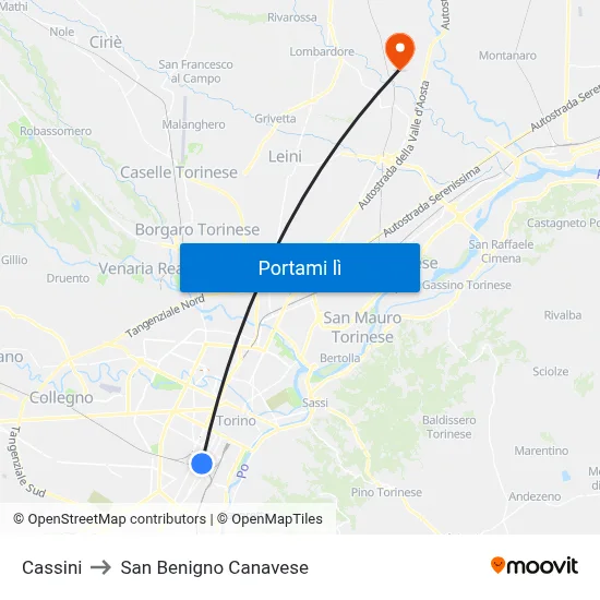 Cassini to San Benigno Canavese map