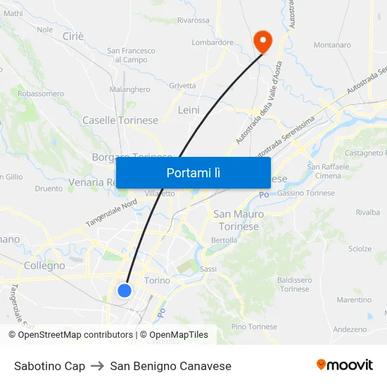Sabotino Cap to San Benigno Canavese map