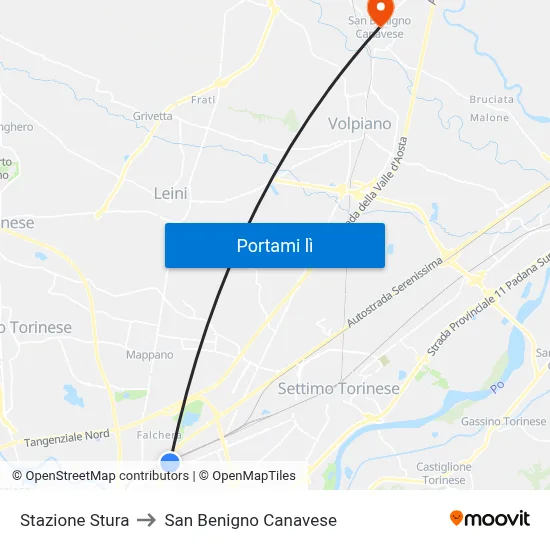 Stazione Stura to San Benigno Canavese map