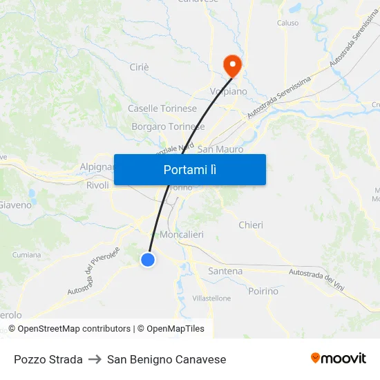 Pozzo Strada to San Benigno Canavese map