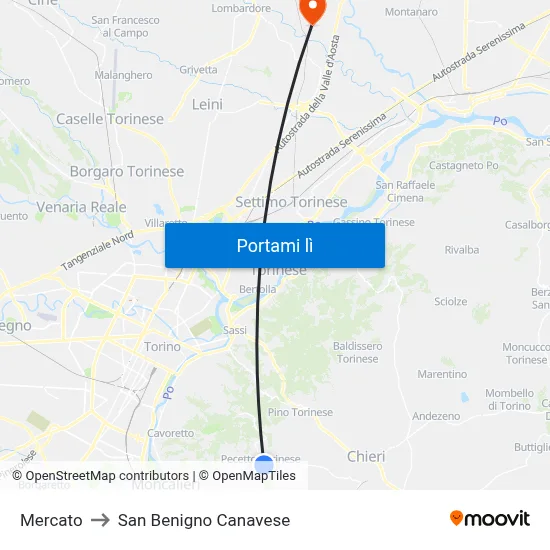 Mercato to San Benigno Canavese map