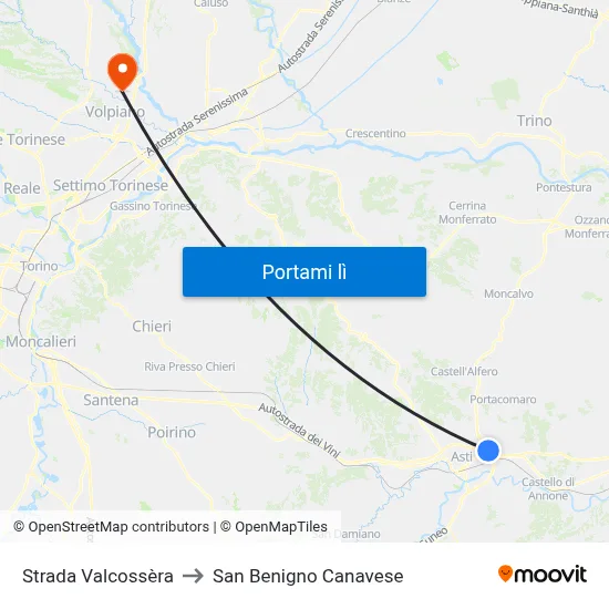 Strada Valcossèra to San Benigno Canavese map